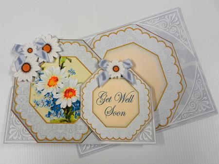 Blue Daisy Get Well Soon Double Octagon Card Envelope Kit by Irene Drieman