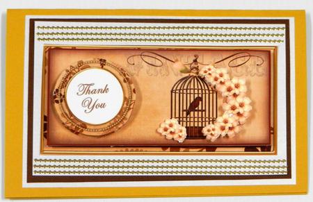 Vintage Tea Birdcage Thank You Dl Decoupage Topper by Irene Drieman