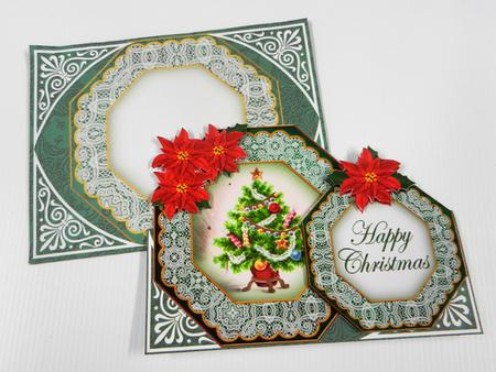 Elegant Treegr Happy Christmas Double Octagon Card Kit by Irene Drieman