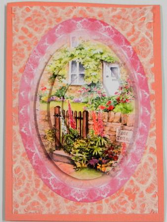 Pretty Rose Cottage Oval Pyramid Topper by Irene Drieman