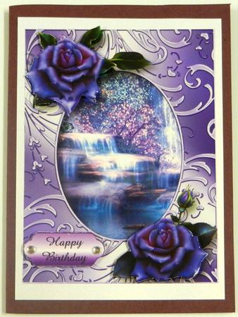 Beautiful Purple Roses at the Waterfall by Irene Drieman