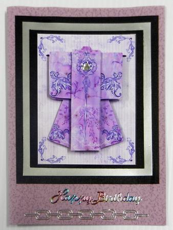 A6 Diamond Flourish Kimono Card in Purple Decoupage by Irene Drieman