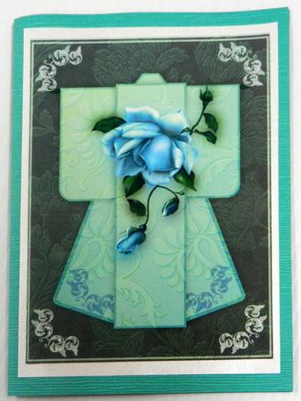 A4 Rose Delight Kimono Card in Green by Irene Drieman