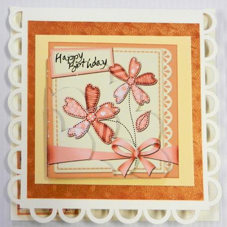 Birthday Flowers & Lace Shell Edged Corner Stacker by Irene Drieman