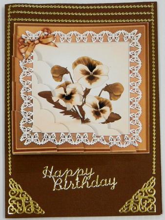 Pansy on Butterfly Lace Scallop Corner Side Stacker by Irene Drieman