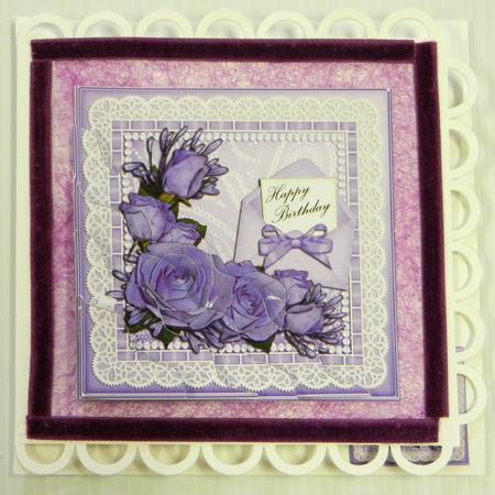 Birthday Roses Lace N Pearls Wavy Corner Side Stacker by Irene Drieman