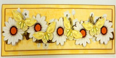 White Daisy Butterfly Large Dl Decoupage Card & Env Kit by Irene Drieman