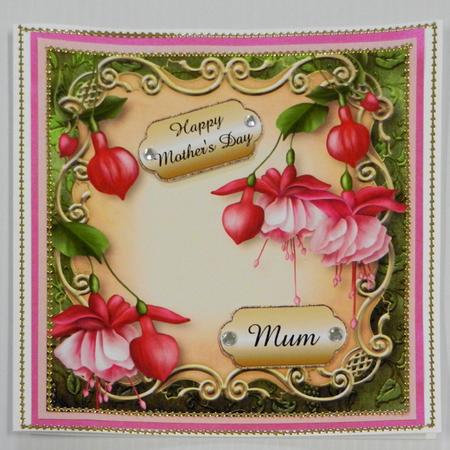 Pink Fuschias Floral Plaque - Square by Irene Drieman