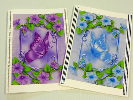 Purple and Blue Flowers & Flutters Toppers by Irene Drieman