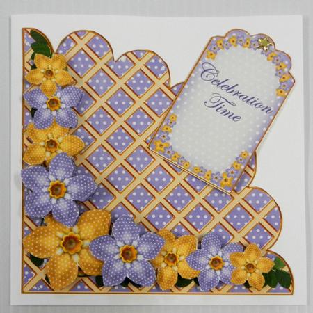 Blue Gold Fmk Celebrate 7in Scallop Corner Decoupage Topper by Irene Drieman