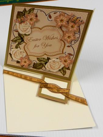 Cream Fmk Rose Easter Wishes 7in Fancy Decoupage Topper by Irene Drieman