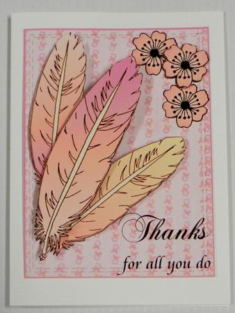 Feathers and Flowers Thank You by Irene Drieman