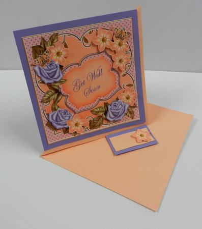 Peach Blue Fmk Get Well Soon 7in Fancy Decoupage Topper by Irene Drieman