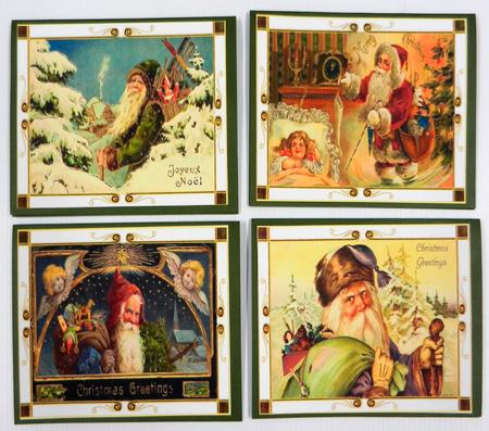 Landscape Vintage Santa Toppers Set 3 by Irene Drieman
