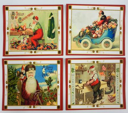 Landscape Vintage Santa Toppers Set 2 by Irene Drieman