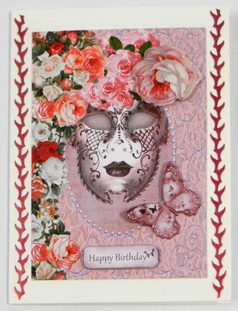 Floral Venetian Mask Birthday Topper by Irene Drieman