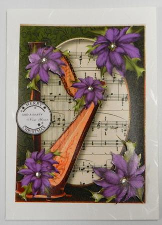 Christmas Harp with Sheet Music & Dusky Purple Poinsettias by Irene Drieman