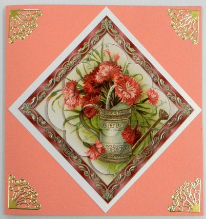 Vintage Floral Birthday Card Scalloped Pyramid by Irene Drieman