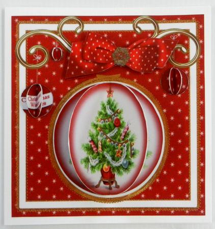Christmas Tree Red 3D Bauble Mini Card Front Kit by Irene Drieman
