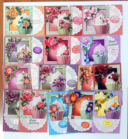 Rose Cupcake 8x8 Bumper Kit (15 Cards) by Irene Drieman