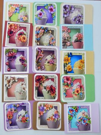 Floral Cupcake 8x8 Bumper Kit (15 Cards) by Irene Drieman