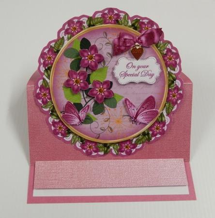 Cerise Fmk Special Day 8in Doily Decoupage Topper by Irene Drieman