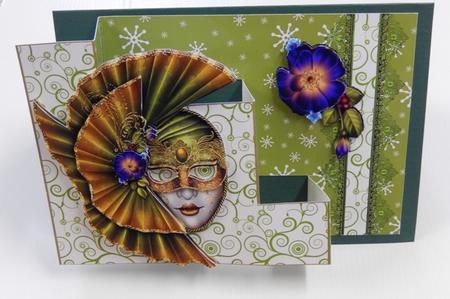 Green Masquerade Stand Alone Card by Irene Drieman