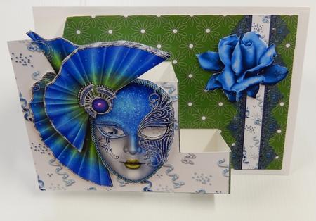 Blue Masquerade Stand Alone Card by Irene Drieman