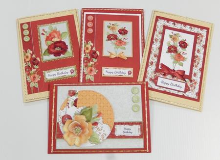 4 Perfect Poppy Quick Birthday Card Fronts by Irene Drieman