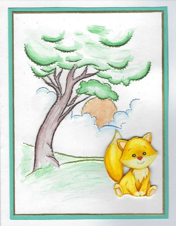 Squirrel in the wood 7x7 by Irene Jardine