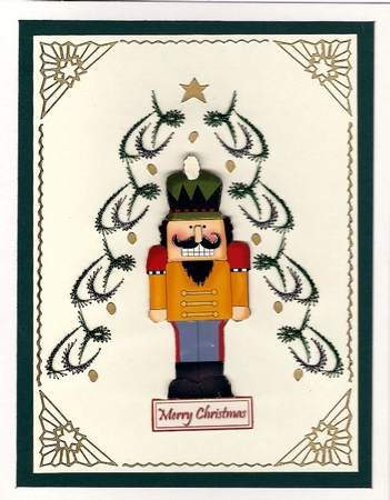 Nutcracker Yellow Top Decoupage Shape Card by Irene Jardine