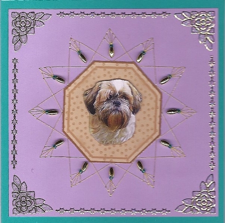 Shih Tzu Plate Shaped Card & Stand by Irene Jardine