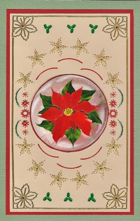 Christmas Poinsettia Snow Globe Card Front and Topper by Irene Jardine