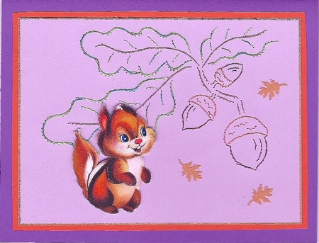 Cute Chipmunk on Tag with Butterfly and Bow by Irene Jardine
