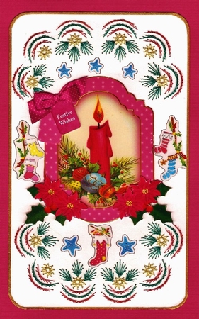 Cerise Candle Festive Wishes 8in Step by Step by Irene Jardine