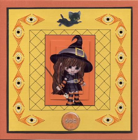 Cute Little Witch Halloween Pyramage Sheet by Irene Jardine
