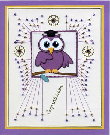 A5 Wise Owl Exam Congrats Felties Quick Card 3D Decoupage by Irene Jardine