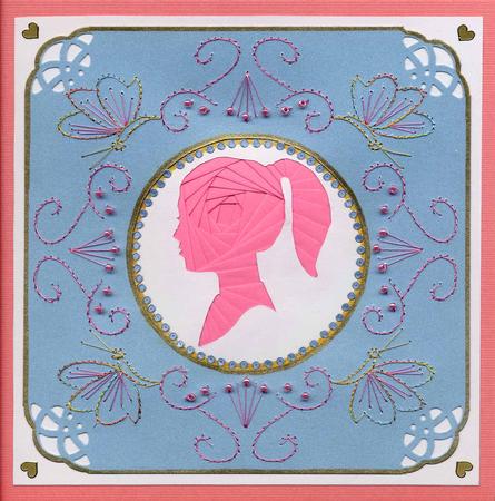 Silhouette of Young Girl Iris Folding Pattern by Irene Jardine