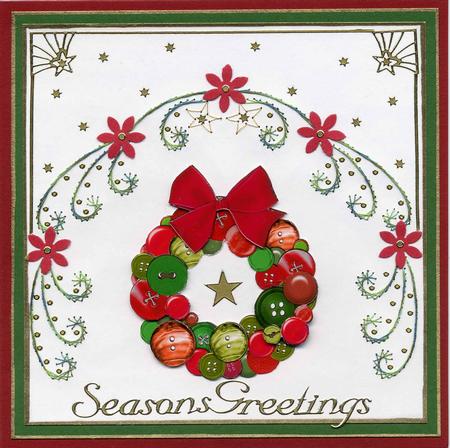 Button Wreath for 8 x 8 Card by Irene Jardine