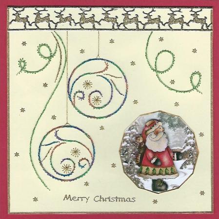 Handpainted Vintage Santa Card Front by Irene Jardine