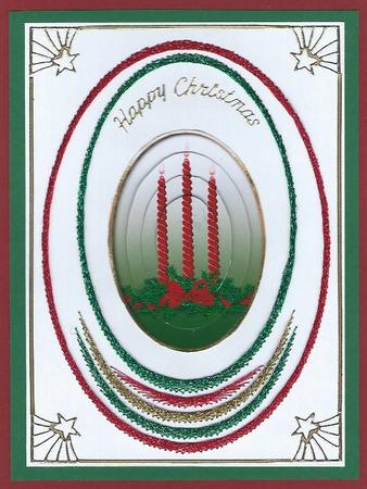 Red & Gold Christmas Candles Oval Stacker by Irene Jardine