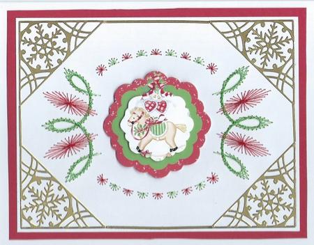 Rocking Horse and Decoration Christmas Quick Card by Irene Jardine