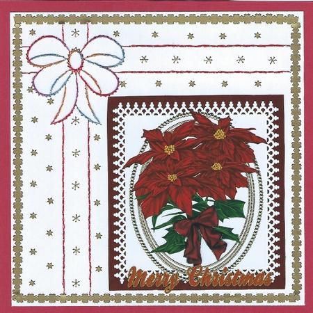 8x8 Poinsettia's on Lace by Irene Jardine