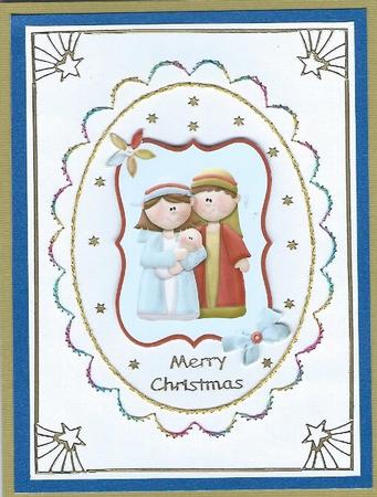 Nativity Scene Christmas Card Front with Decoupage by Irene Jardine