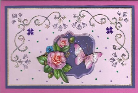 Lovely Camelia Scallop Edge Card Front by Irene Jardine
