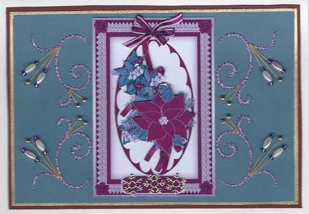 Lovely Red Poinsettias on Lace by Irene Jardine