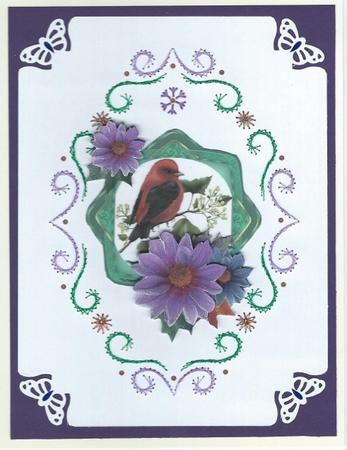 Frost Flowers & Exotic Bird Topper & Decoupage by Irene Jardine