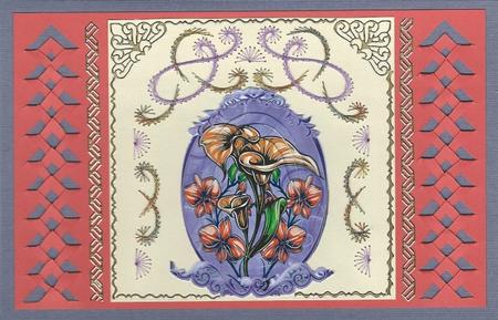 Orange Bouquet Fancy Scrolled Oval Pyramid by Irene Jardine