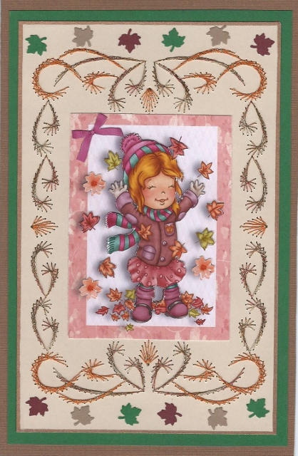 Little Girl Playing in the Autumn Leaves by Irene Jardine