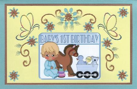 Baby Boys 1st Birthday with Rocking Horse and Train by Irene Jardine